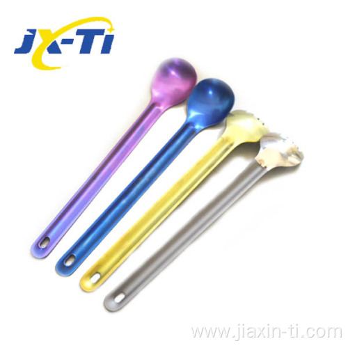 Light Weight Long Handle Titanium Spoon For Camping